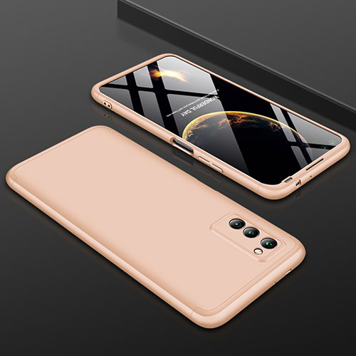 Hard Rigid Plastic Matte Finish Front and Back Cover Case 360 Degrees for Huawei Honor V30 5G Gold