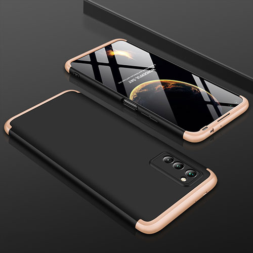 Hard Rigid Plastic Matte Finish Front and Back Cover Case 360 Degrees for Huawei Honor V30 5G Gold and Black