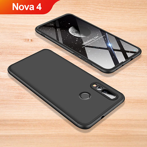 Hard Rigid Plastic Matte Finish Front and Back Cover Case 360 Degrees for Huawei Nova 4 Black