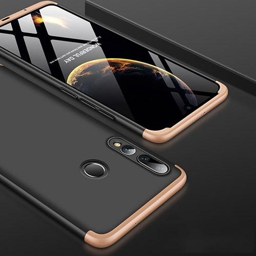 Hard Rigid Plastic Matte Finish Front and Back Cover Case 360 Degrees for Huawei P Smart+ Plus (2019) Gold and Black