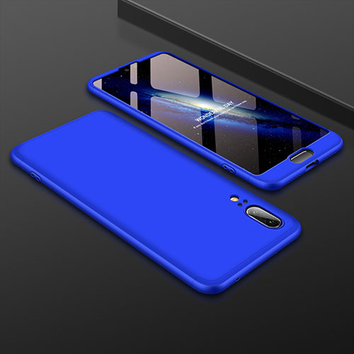 Hard Rigid Plastic Matte Finish Front and Back Cover Case 360 Degrees for Huawei P20 Blue