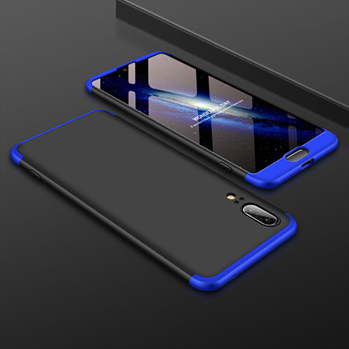 Hard Rigid Plastic Matte Finish Front and Back Cover Case 360 Degrees for Huawei P20 Blue and Black