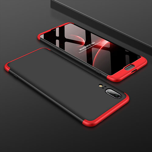 Hard Rigid Plastic Matte Finish Front and Back Cover Case 360 Degrees for Huawei P20 Red and Black