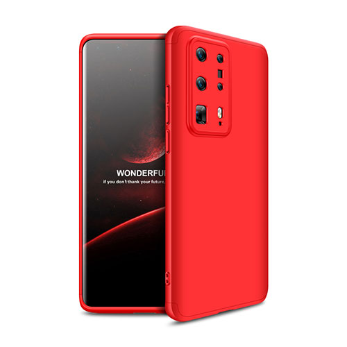 Hard Rigid Plastic Matte Finish Front and Back Cover Case 360 Degrees for Huawei P40 Pro+ Plus Red