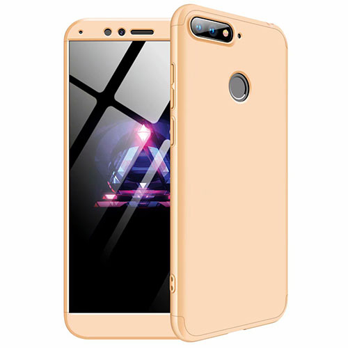 Hard Rigid Plastic Matte Finish Front and Back Cover Case 360 Degrees for Huawei Y6 Prime (2018) Gold