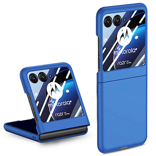 Hard Rigid Plastic Matte Finish Front and Back Cover Case 360 Degrees for Motorola Moto Razr 40 Ultra 5G Blue