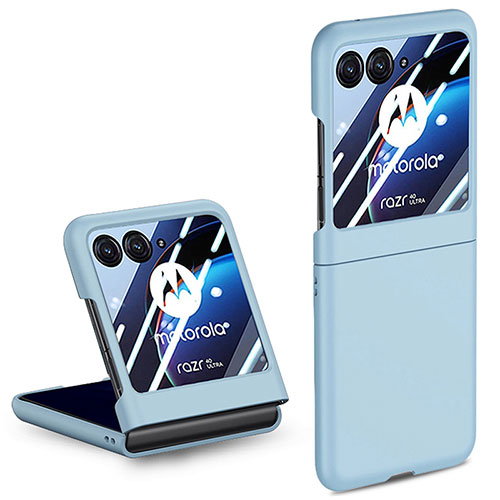 Hard Rigid Plastic Matte Finish Front and Back Cover Case 360 Degrees for Motorola Moto Razr 40 Ultra 5G Mint Blue