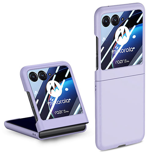 Hard Rigid Plastic Matte Finish Front and Back Cover Case 360 Degrees for Motorola Moto Razr 40 Ultra 5G Purple