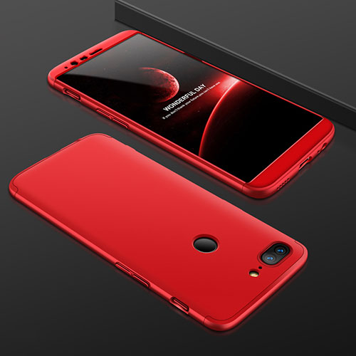 Hard Rigid Plastic Matte Finish Front and Back Cover Case 360 Degrees for OnePlus 5T A5010 Red