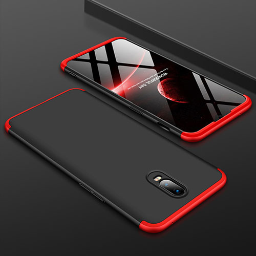 Hard Rigid Plastic Matte Finish Front and Back Cover Case 360 Degrees for OnePlus 6T Red and Black