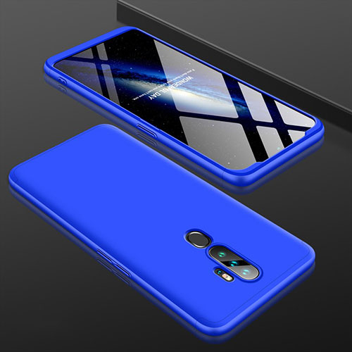 Hard Rigid Plastic Matte Finish Front and Back Cover Case 360 Degrees for Oppo A11 Blue