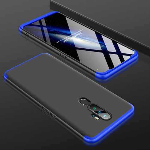 Hard Rigid Plastic Matte Finish Front and Back Cover Case 360 Degrees for Oppo A11 Blue and Black