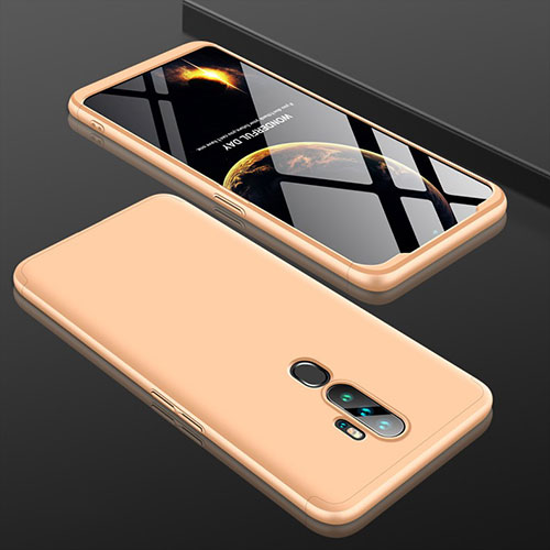 Hard Rigid Plastic Matte Finish Front and Back Cover Case 360 Degrees for Oppo A11X Gold