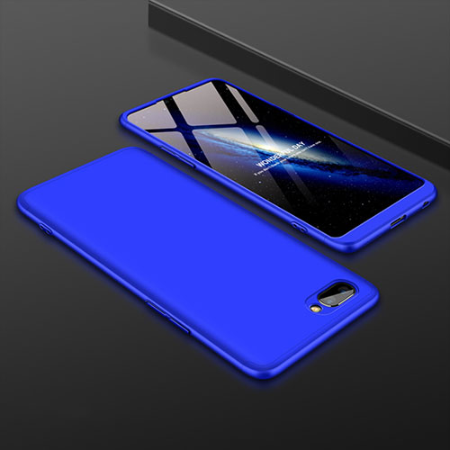 Hard Rigid Plastic Matte Finish Front and Back Cover Case 360 Degrees for Oppo A5 Blue