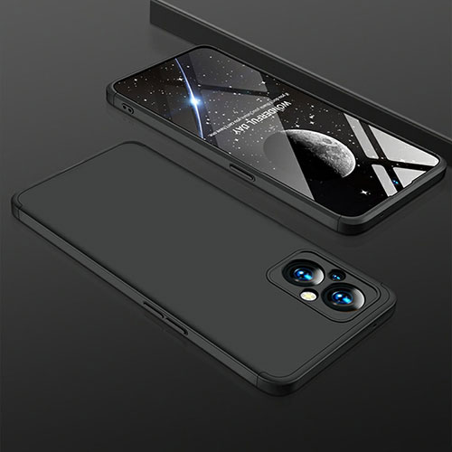 Hard Rigid Plastic Matte Finish Front and Back Cover Case 360 Degrees for Oppo A96 5G Black