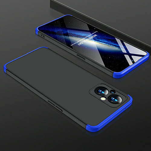 Hard Rigid Plastic Matte Finish Front and Back Cover Case 360 Degrees for Oppo A96 5G Blue and Black