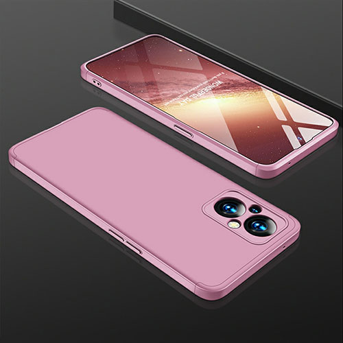 Hard Rigid Plastic Matte Finish Front and Back Cover Case 360 Degrees for Oppo A96 5G Rose Gold