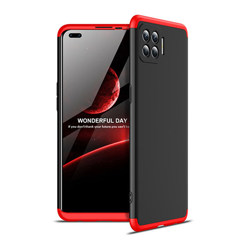 Hard Rigid Plastic Matte Finish Front and Back Cover Case 360 Degrees for Oppo F17 Pro Red and Black