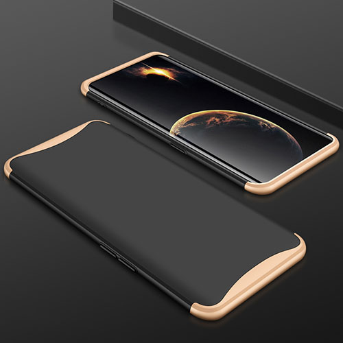 Hard Rigid Plastic Matte Finish Front and Back Cover Case 360 Degrees for Oppo Find X Gold and Black