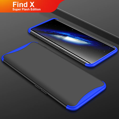 Hard Rigid Plastic Matte Finish Front and Back Cover Case 360 Degrees for Oppo Find X Super Flash Edition Blue and Black
