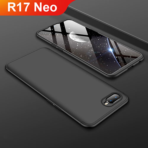 Hard Rigid Plastic Matte Finish Front and Back Cover Case 360 Degrees for Oppo R17 Neo Black