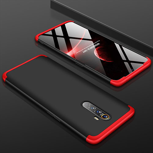 Hard Rigid Plastic Matte Finish Front and Back Cover Case 360 Degrees for Oppo Reno Ace Red and Black