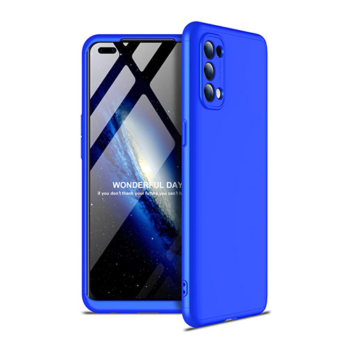 Hard Rigid Plastic Matte Finish Front and Back Cover Case 360 Degrees for Oppo Reno4 4G Blue