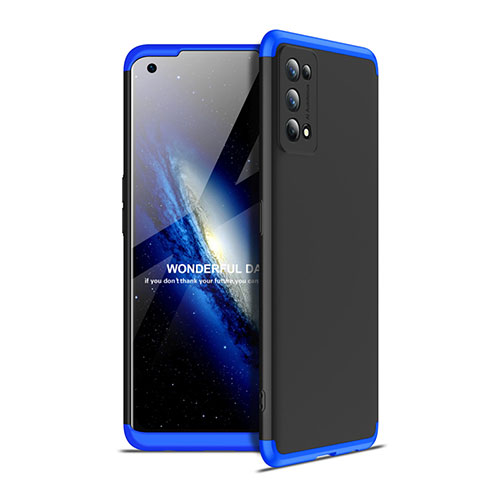 Hard Rigid Plastic Matte Finish Front and Back Cover Case 360 Degrees for Realme 7 Pro Blue and Black