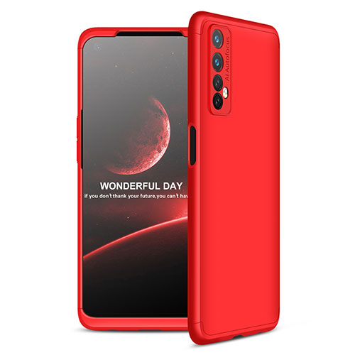 Hard Rigid Plastic Matte Finish Front and Back Cover Case 360 Degrees for Realme 7 Red