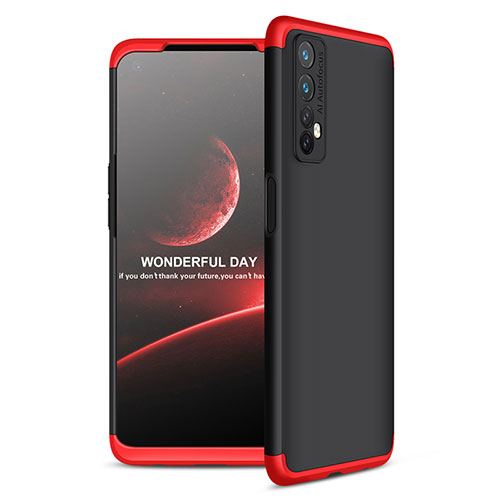 Hard Rigid Plastic Matte Finish Front and Back Cover Case 360 Degrees for Realme 7 Red and Black