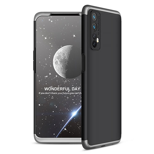 Hard Rigid Plastic Matte Finish Front and Back Cover Case 360 Degrees for Realme Narzo 30 4G Silver and Black