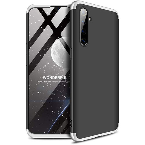 Hard Rigid Plastic Matte Finish Front and Back Cover Case 360 Degrees for Realme XT Silver and Black