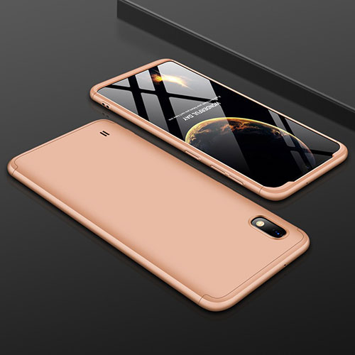 Hard Rigid Plastic Matte Finish Front and Back Cover Case 360 Degrees for Samsung Galaxy A10 Gold