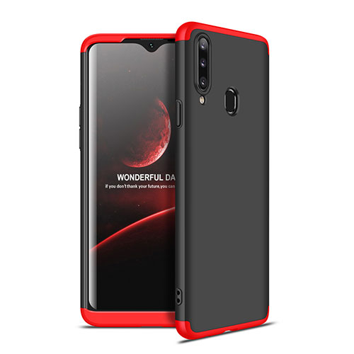 Hard Rigid Plastic Matte Finish Front and Back Cover Case 360 Degrees for Samsung Galaxy A20s Red and Black