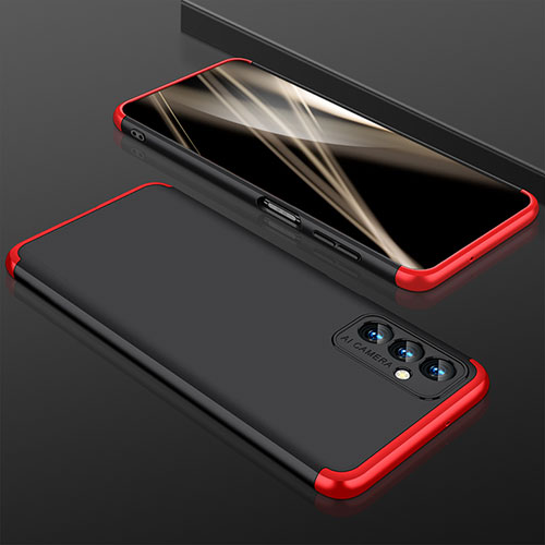 Hard Rigid Plastic Matte Finish Front and Back Cover Case 360 Degrees for Samsung Galaxy A54 5G Red and Black