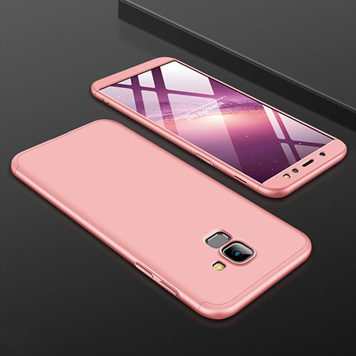 Hard Rigid Plastic Matte Finish Front and Back Cover Case 360 Degrees for Samsung Galaxy A6 (2018) Rose Gold