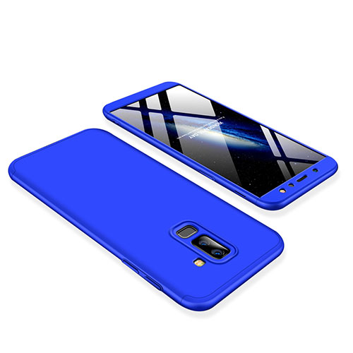 Hard Rigid Plastic Matte Finish Front and Back Cover Case 360 Degrees for Samsung Galaxy A6 Plus (2018) Blue