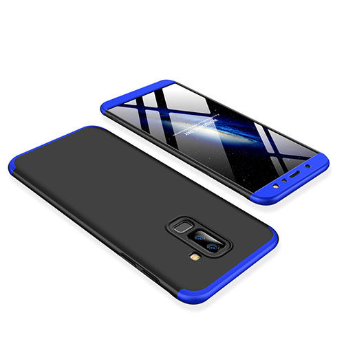 Hard Rigid Plastic Matte Finish Front and Back Cover Case 360 Degrees for Samsung Galaxy A6 Plus (2018) Blue and Black