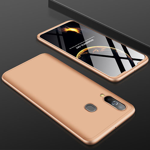 Hard Rigid Plastic Matte Finish Front and Back Cover Case 360 Degrees for Samsung Galaxy A60 Gold