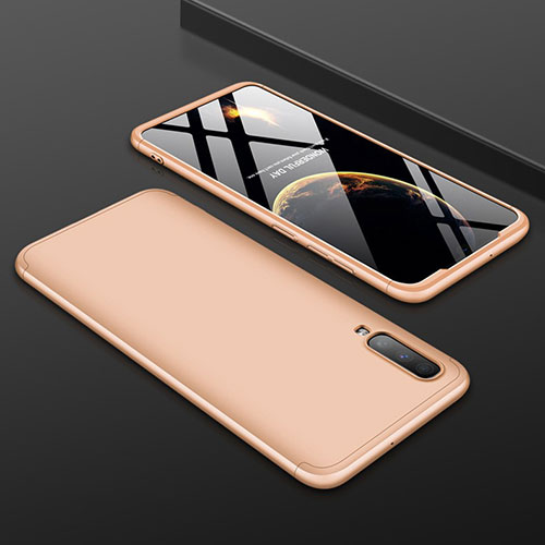 Hard Rigid Plastic Matte Finish Front and Back Cover Case 360 Degrees for Samsung Galaxy A70S Gold