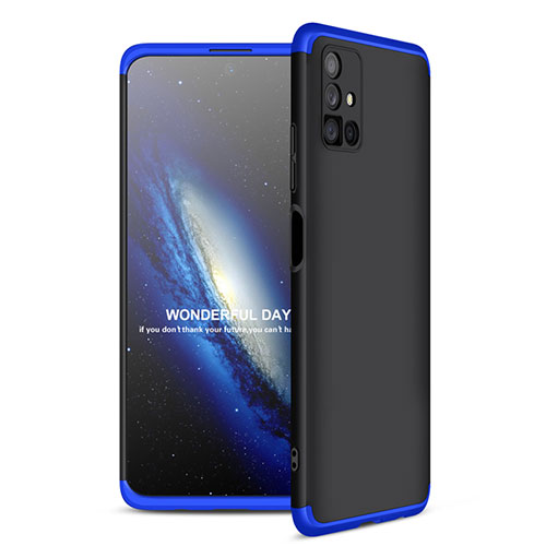 Hard Rigid Plastic Matte Finish Front and Back Cover Case 360 Degrees for Samsung Galaxy M51 Blue and Black