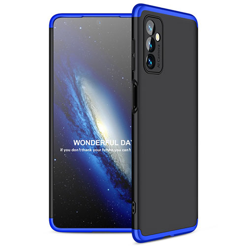 Hard Rigid Plastic Matte Finish Front and Back Cover Case 360 Degrees for Samsung Galaxy M52 5G Blue and Black