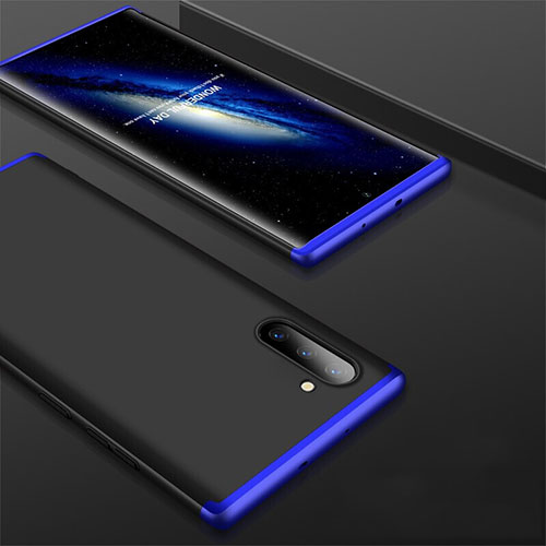 Hard Rigid Plastic Matte Finish Front and Back Cover Case 360 Degrees for Samsung Galaxy Note 10 5G Blue and Black