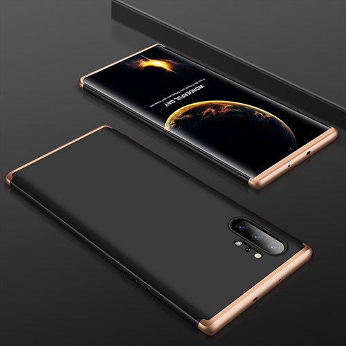 Hard Rigid Plastic Matte Finish Front and Back Cover Case 360 Degrees for Samsung Galaxy Note 10 Plus Gold and Black