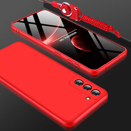 Hard Rigid Plastic Matte Finish Front and Back Cover Case 360 Degrees for Samsung Galaxy S21 Plus 5G Red