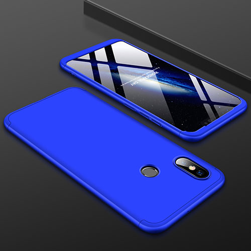 Hard Rigid Plastic Matte Finish Front and Back Cover Case 360 Degrees for Xiaomi Mi 8 Blue