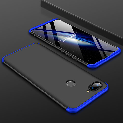 Hard Rigid Plastic Matte Finish Front and Back Cover Case 360 Degrees for Xiaomi Mi 8 Lite Blue and Black