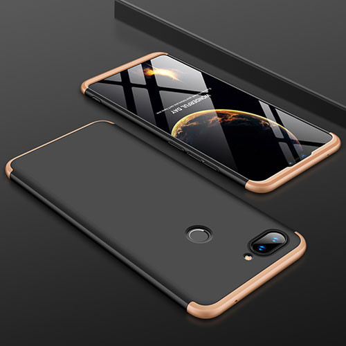 Hard Rigid Plastic Matte Finish Front and Back Cover Case 360 Degrees for Xiaomi Mi 8 Lite Gold and Black