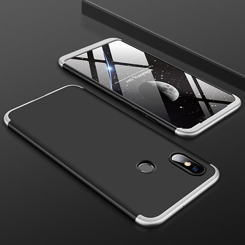 Hard Rigid Plastic Matte Finish Front and Back Cover Case 360 Degrees for Xiaomi Mi 8 Silver and Black