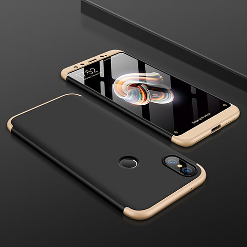 Hard Rigid Plastic Matte Finish Front and Back Cover Case 360 Degrees for Xiaomi Mi A2 Gold and Black